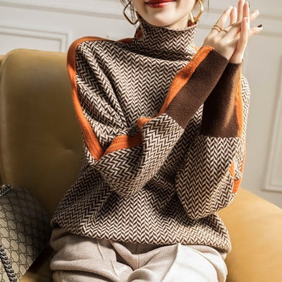 Delia | Turtleneck Sweater with Striking Contrast Stripes
