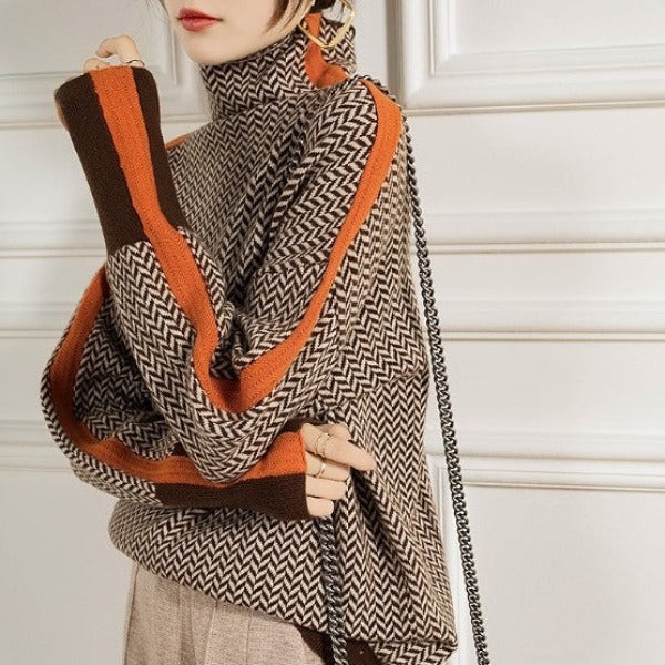 Delia | Turtleneck Sweater with Striking Contrast Stripes