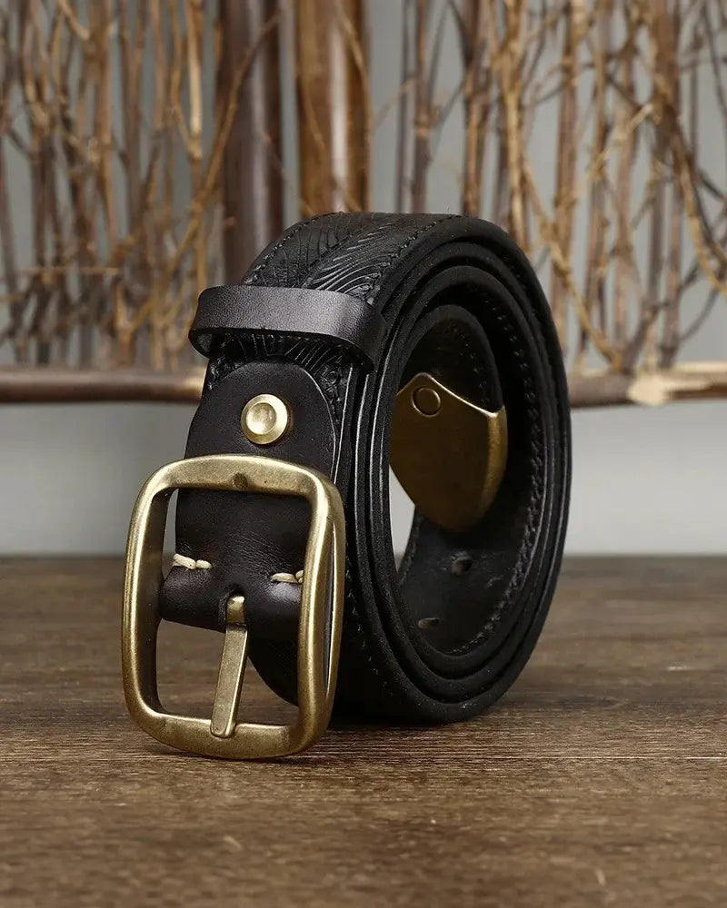 Adam Embossed Leather Belt