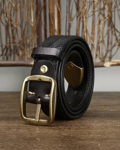 Adam Embossed Leather Belt