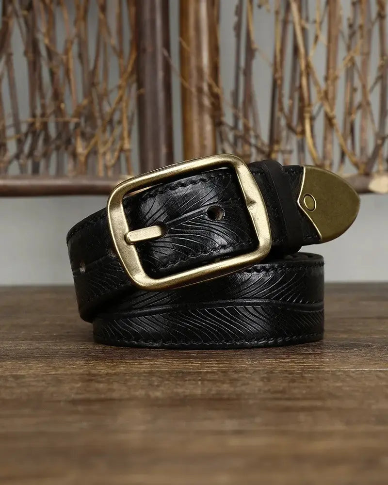 Adam Embossed Leather Belt