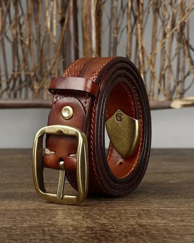Adam Embossed Leather Belt