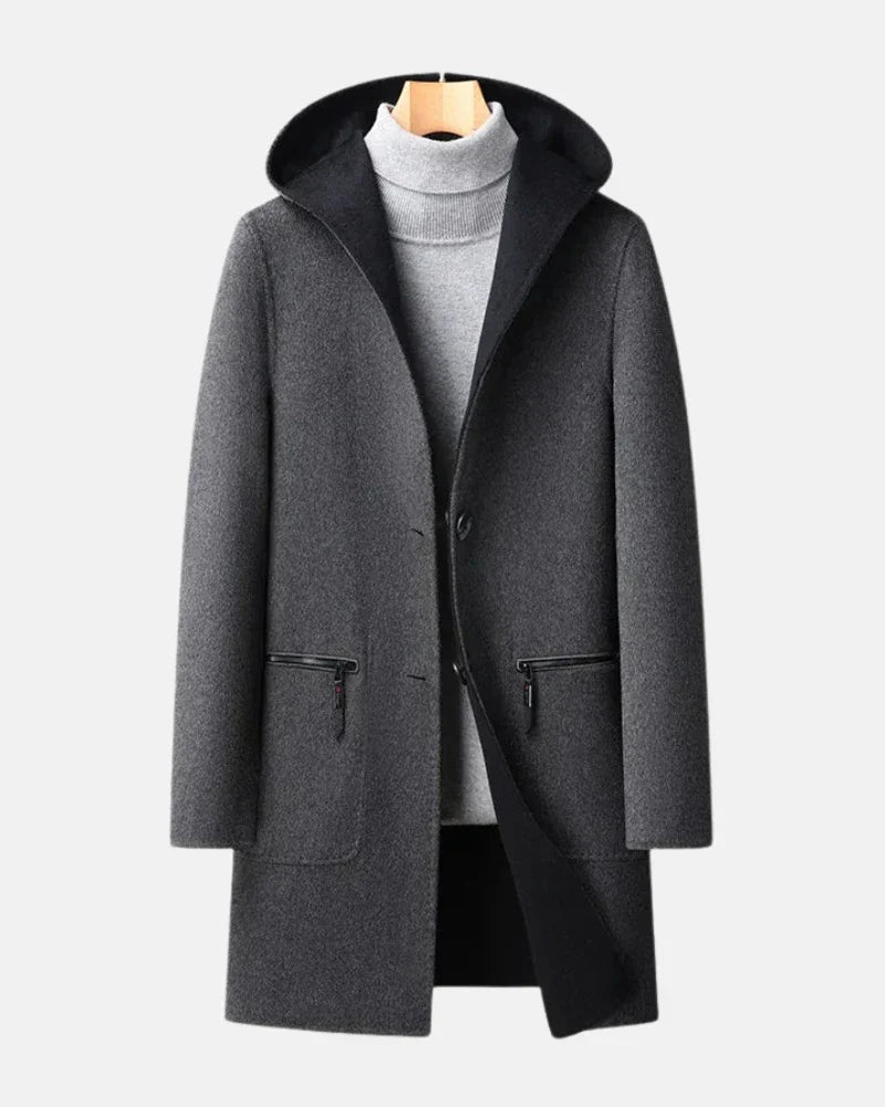 Regent Hooded Wool Overcoat