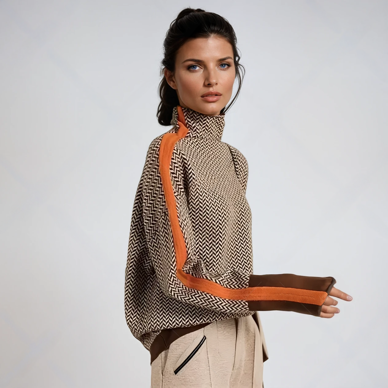 Delia | Turtleneck Sweater with Striking Contrast Stripes